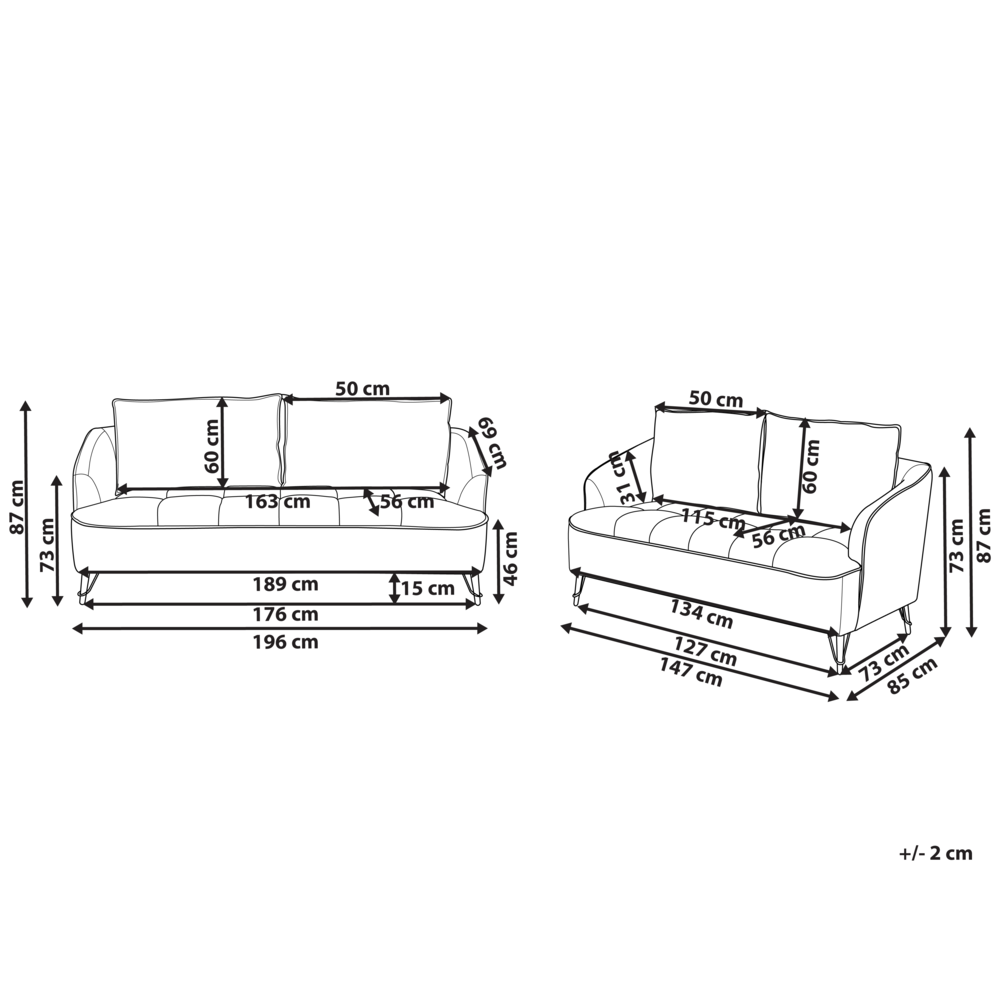 Set di divani a 2 + 3 posti con struttura in legno Boucle bianco Soggiorno