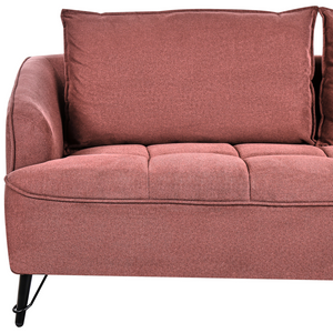 Set di divani a 2 + 3 posti in tessuto borgogna con struttura in legno per il soggiorno