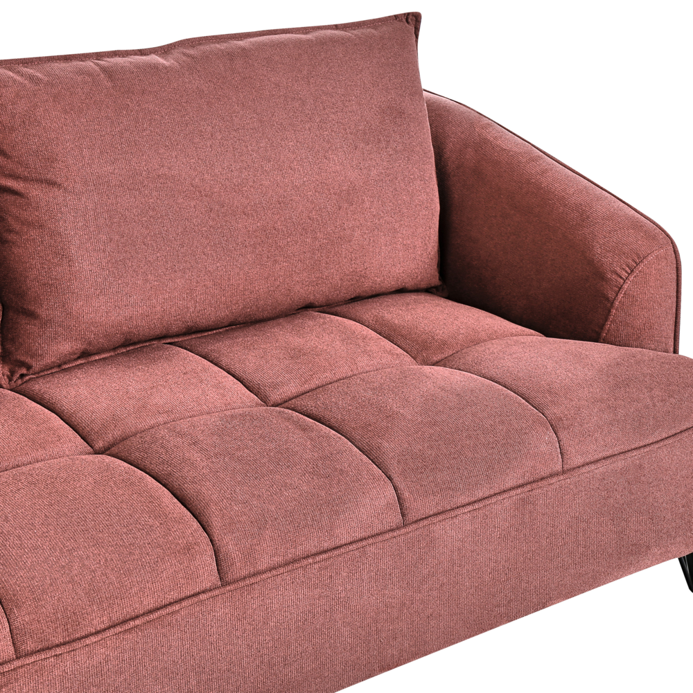 Set di divani a 2 + 3 posti in tessuto borgogna con struttura in legno per il soggiorno