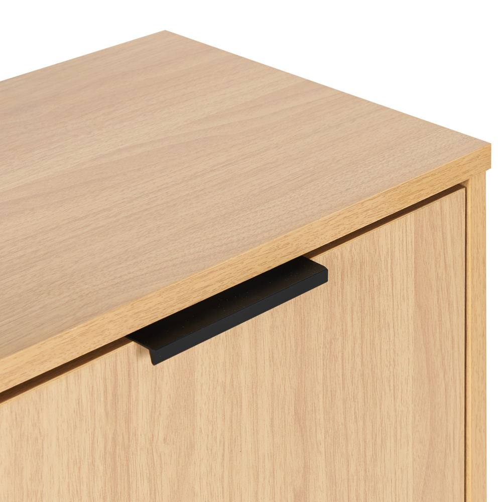 Scarpiera 3 vani con cassetti e ripiani aperti in legno chiaro ingegnerizzato stile moderno design