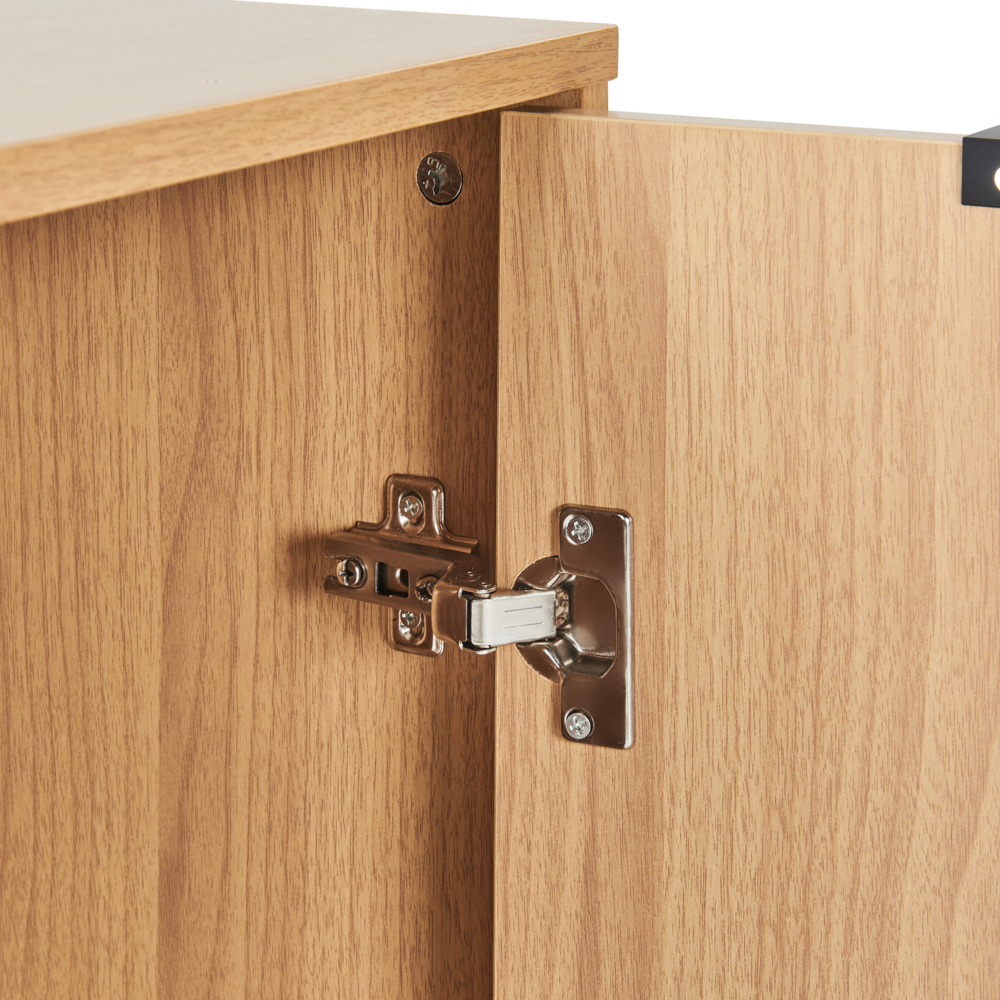 Scarpiera 3 vani con cassetti e ripiani aperti in legno chiaro ingegnerizzato stile moderno design