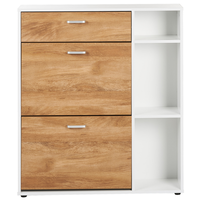 Scarpiera 2 scaffali aperti in legno ingegnerizzato bianco portaoggetti design moderno corridoio