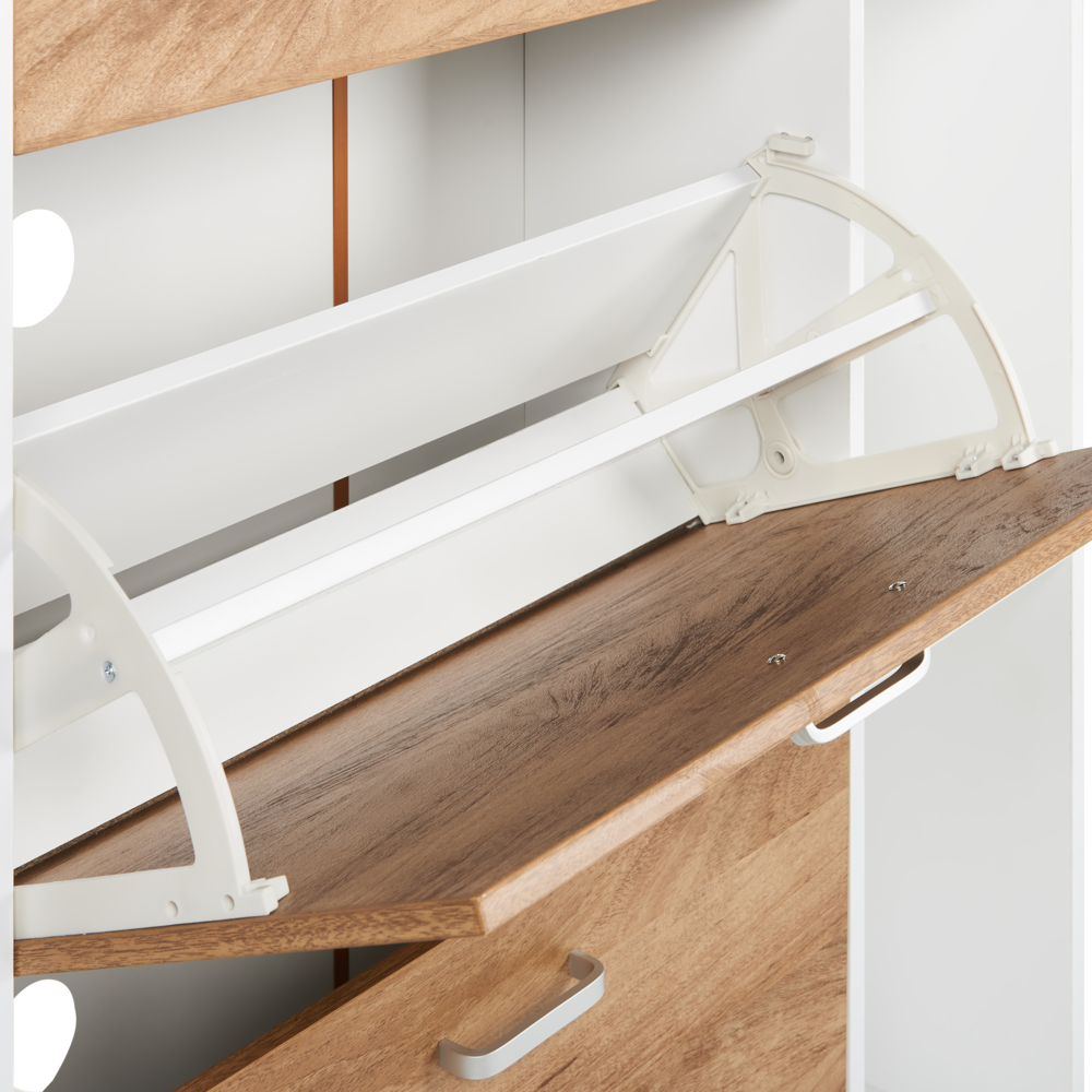 Scarpiera 2 scaffali aperti in legno ingegnerizzato bianco portaoggetti design moderno corridoio