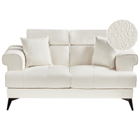 Divano moderno imbottito 2 posti in tessuto bouclé bianco con poggiatesta regolabile stile moderno