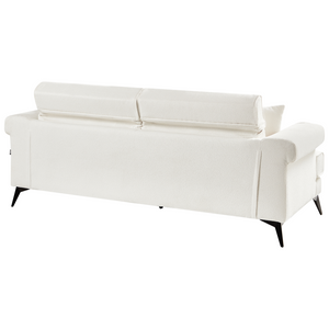 Set di divani in tessuto bouclé bianco a 2 e 3 posti con poggiatesta regolabili stile moderno