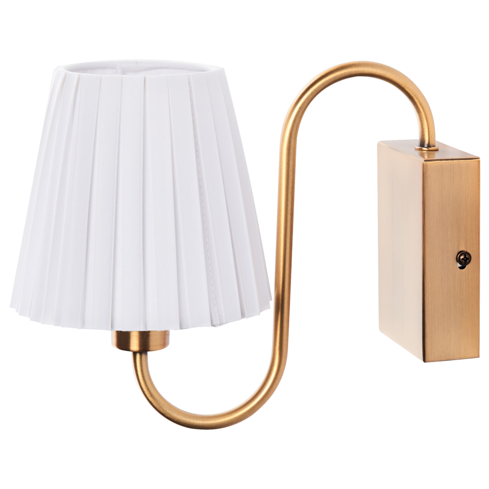 Set di 2 lampade da parete in tessuto bianco con paralume in ferro e metallo con base dorata Stile glamour Soggiorno