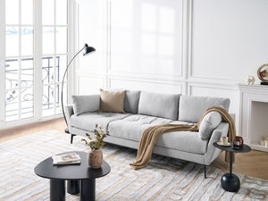 Divano 4 posti in tessuto minimalista Poliestere Gambe in metallo Braccioli grigio