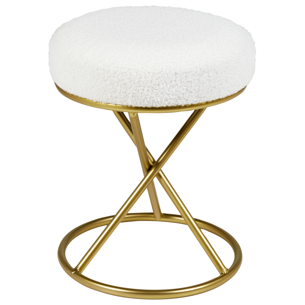 Pouf Boucle bianco sporco con gambe in metallo Camera da letto Soggiorno Accessori per sedersi