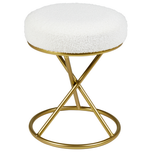 Pouf Boucle bianco sporco con gambe in metallo Camera da letto Soggiorno Accessori per sedersi