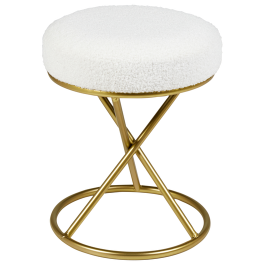 Pouf Boucle bianco sporco con gambe in metallo Camera da letto Soggiorno Accessori per sedersi