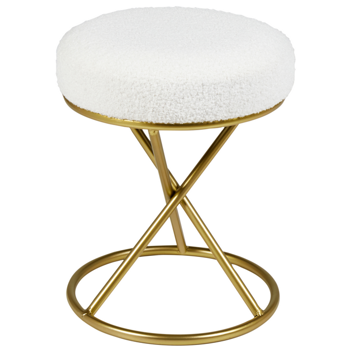 Pouf Boucle bianco sporco con gambe in metallo Camera da letto Soggiorno Accessori per sedersi