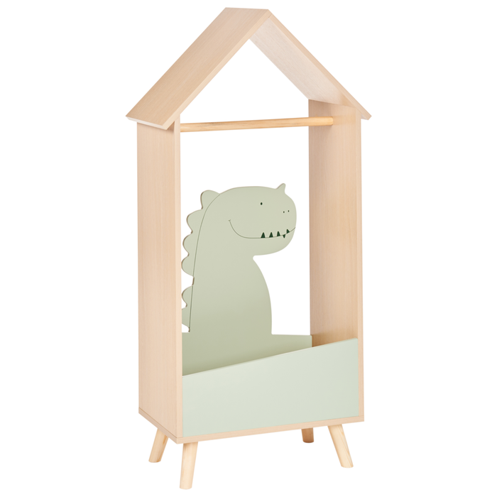 Appendiabiti in legno di pino verde chiaro MDF con motivo di dinosauro cameretta