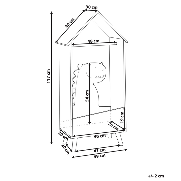 Appendiabiti in legno di pino verde chiaro MDF con motivo di dinosauro cameretta