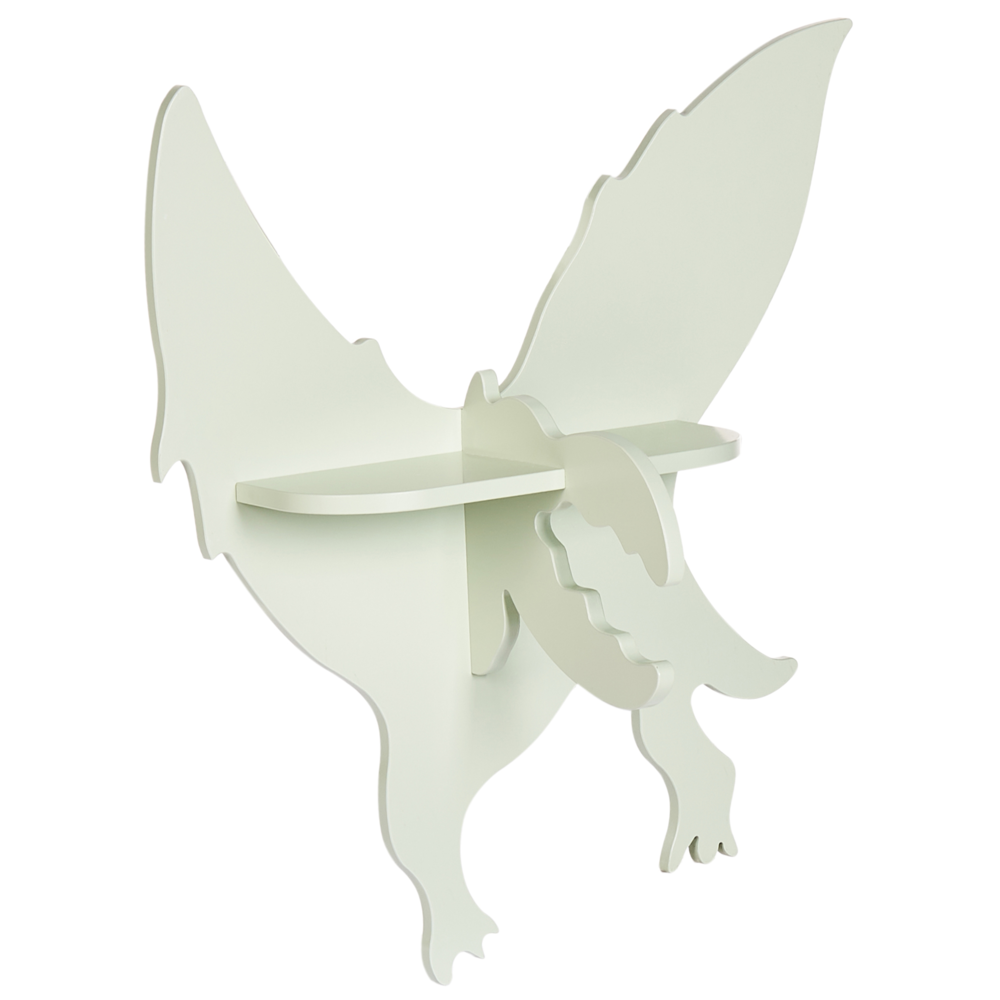 Mensola a muro in MDF a forma di dinosauro per la cameretta in verde chiaro per bambini