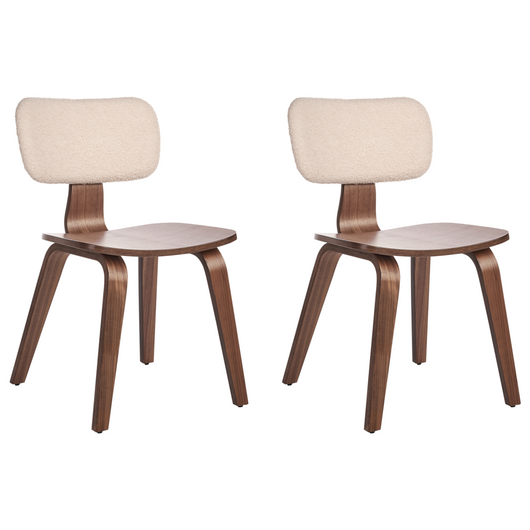 Set di 2 sedie da pranzo in legno scuro e tessuto boucle di poliestere beige Gambe in legno di betulla Stile tradizionale retrò