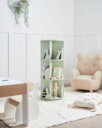 Libreria girevole a 3 ripiani in MDF per la cameretta con motivo a coniglietto verde chiaro arredo per la cameretta