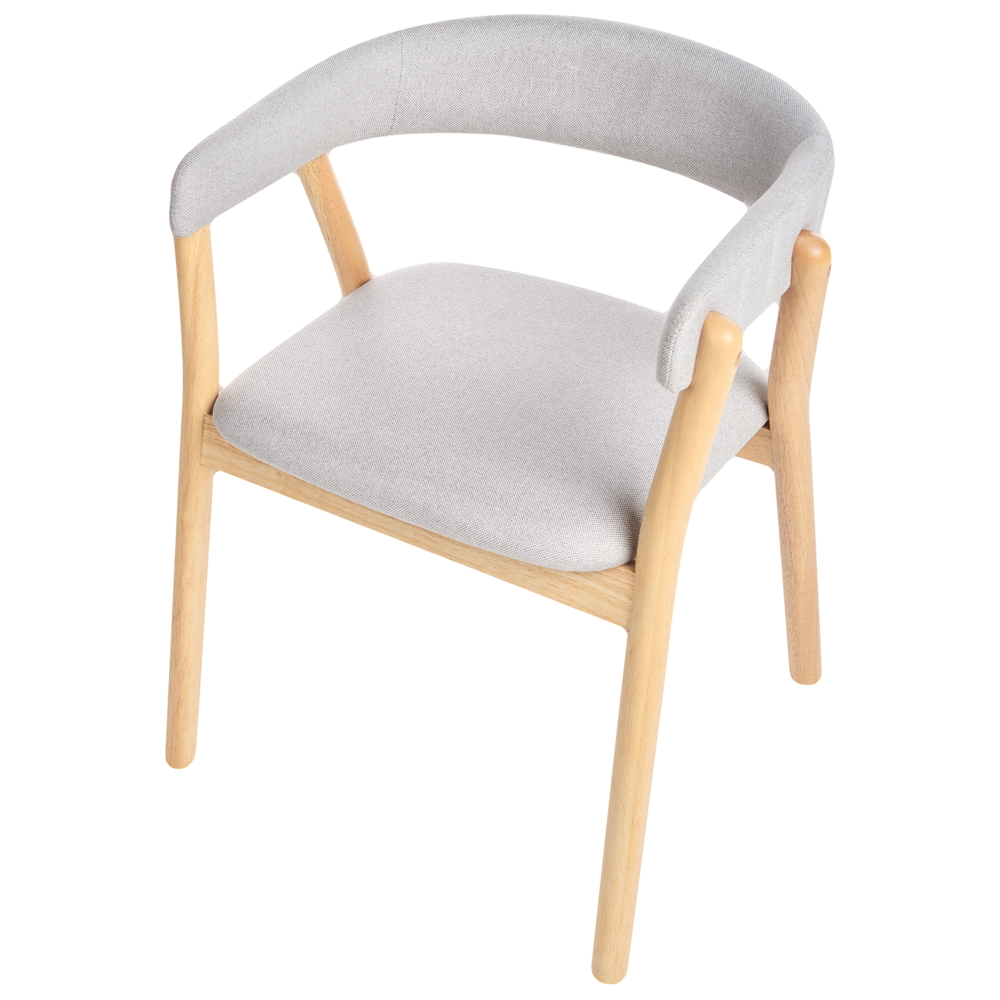 Set di 2 sedie da pranzo in legno chiaro e tessuto poliestere grigio Gambe in legno di gomma Stile retrò tradizionale
