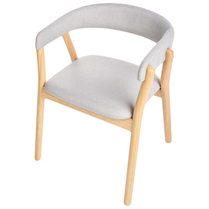 Set di 2 sedie da pranzo in legno chiaro e tessuto poliestere grigio Gambe in legno di gomma Stile retrò tradizionale