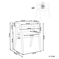 Set di 2 sedie da pranzo in legno chiaro e tessuto poliestere grigio Gambe in legno di gomma Stile retrò tradizionale