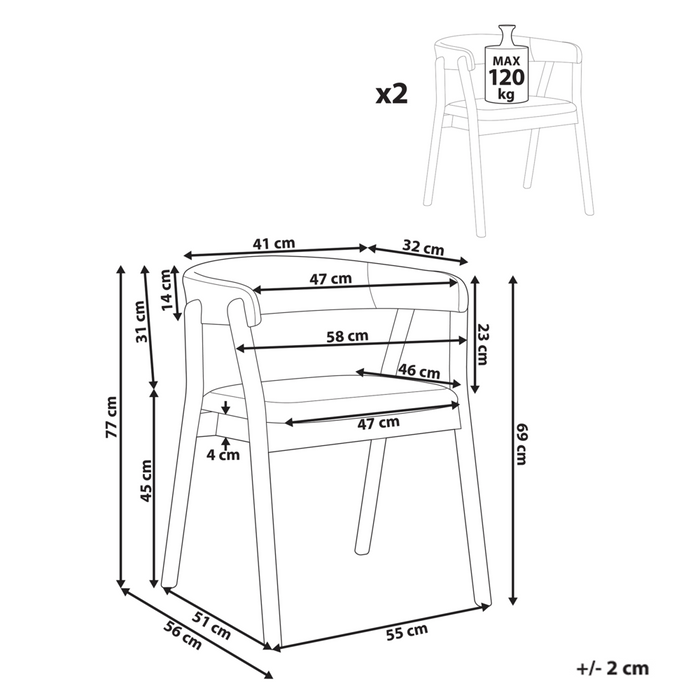 Set di 2 sedie da pranzo in legno chiaro e tessuto poliestere grigio Gambe in legno di gomma Stile retrò tradizionale