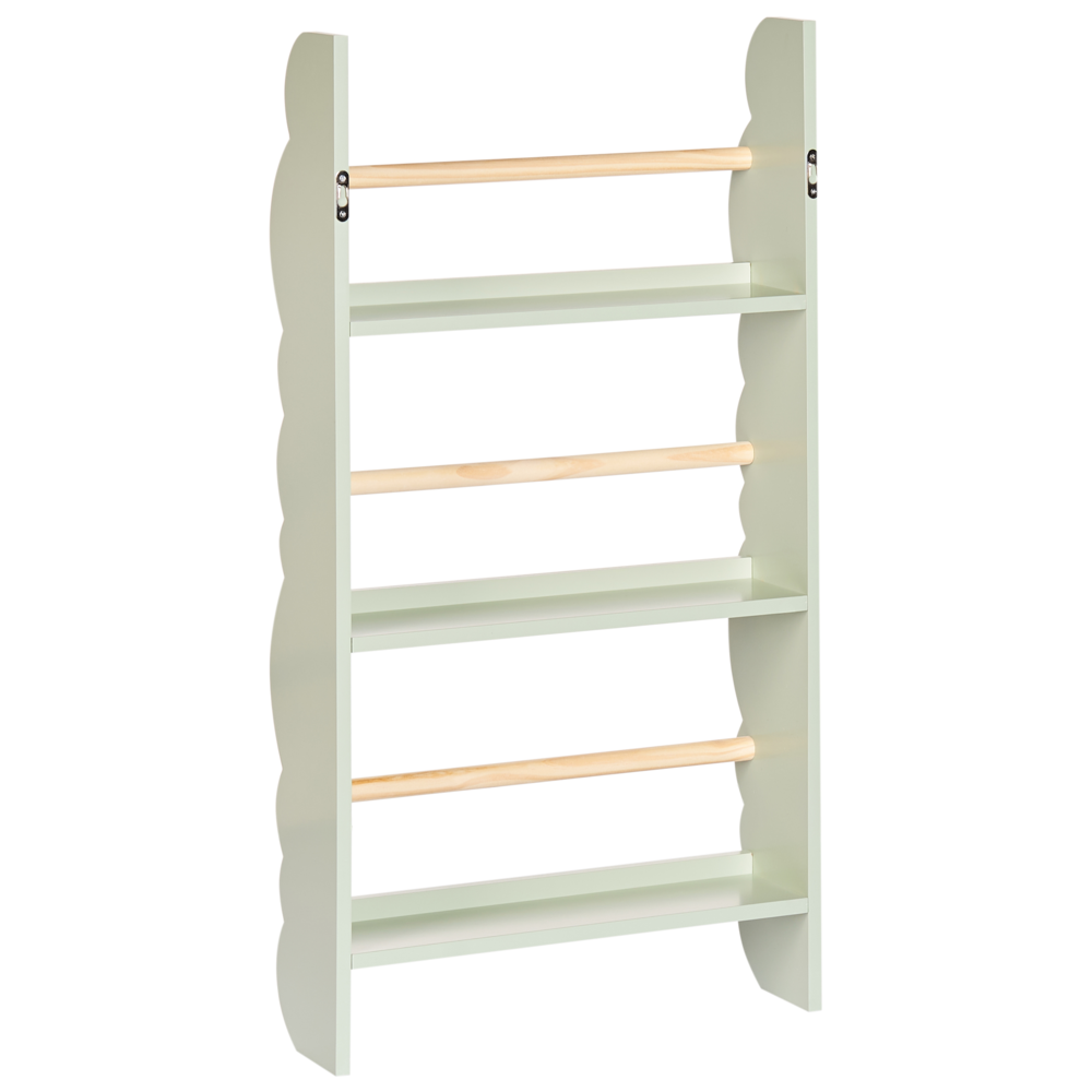 Libreria a muro verde chiaro a 3 piani in legno di pino MDF Camera dei bambini