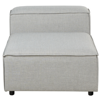 Divano imbottito in tessuto a 1 posto in tessuto grigio chiaro con gambe nere stile moderno