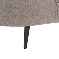 Divano in tessuto marrone Glamour curvo in stile retrò a 3 posti con gambe metalliche nere