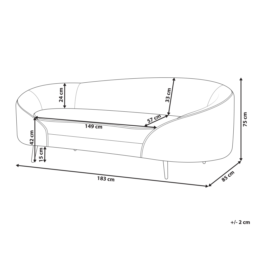 Divano in tessuto marrone Glamour curvo in stile retrò a 3 posti con gambe metalliche nere
