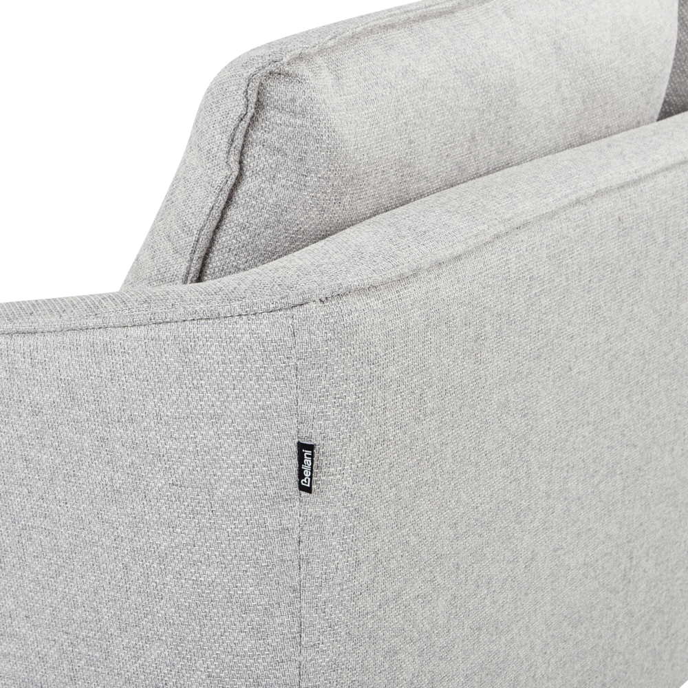 Divano imbottito a 3 posti con cuscini aggiuntivi in tessuto grigio stile moderno