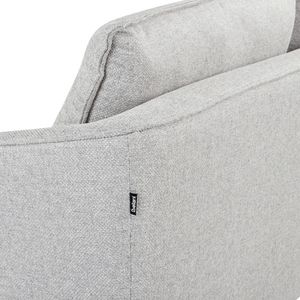 Divano imbottito a 2 posti con cuscini aggiuntivi in tessuto grigio stile moderno