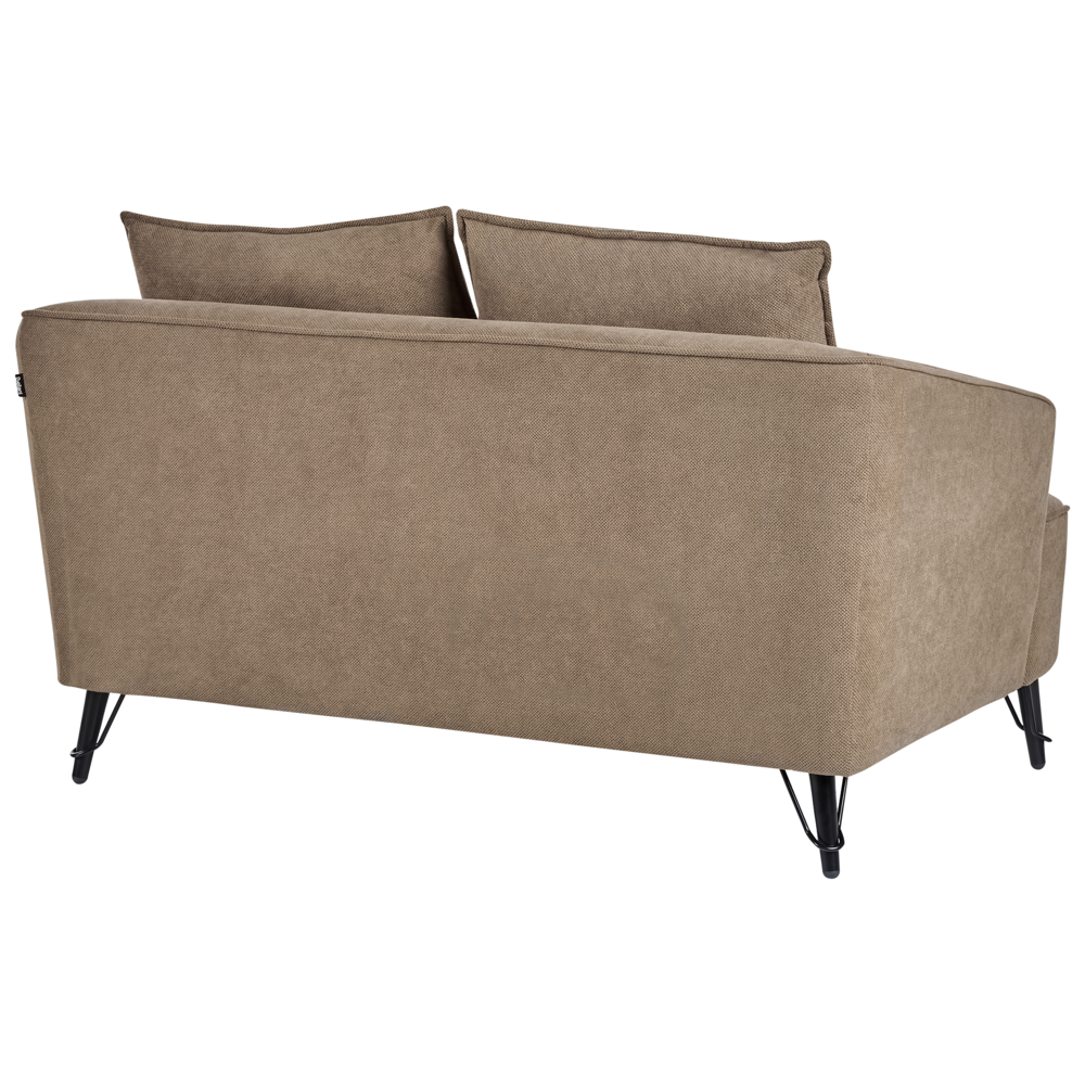 Divano imbottito a 2 posti con cuscini aggiuntivi in tessuto marrone stile moderno