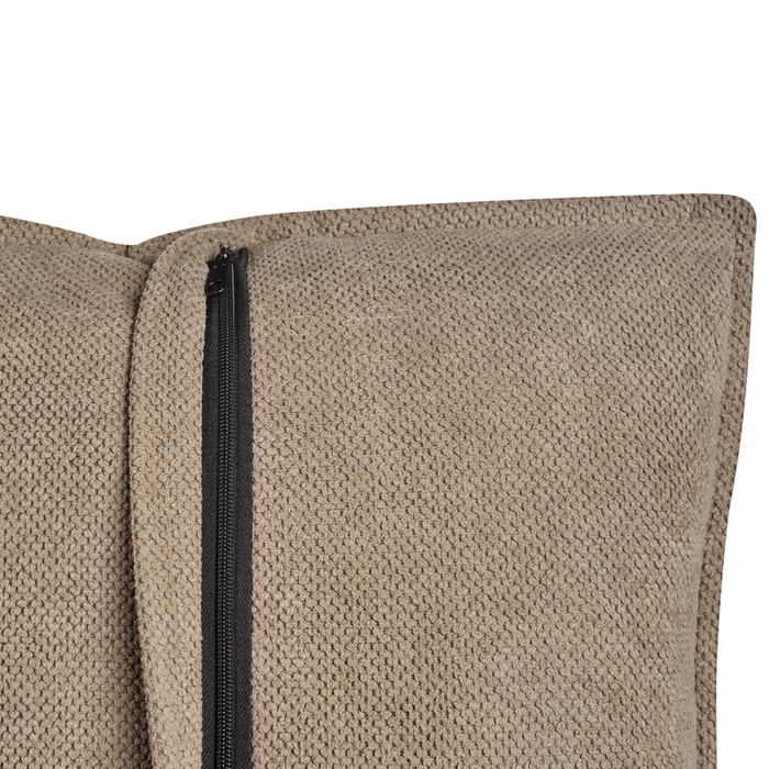 Divano imbottito a 2 posti con cuscini aggiuntivi in tessuto marrone stile moderno