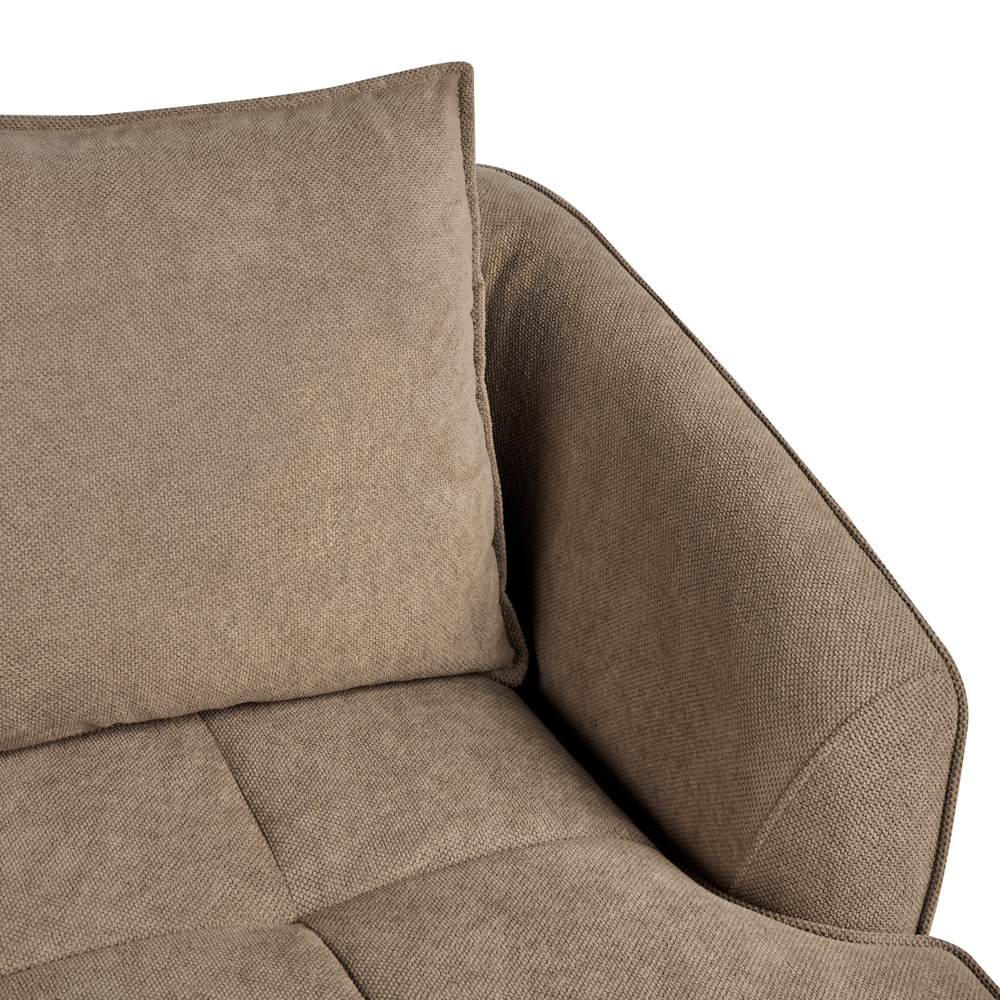 Set di divani a 2 e 3 posti in tessuto marrone con cuscini aggiuntivi stile moderno