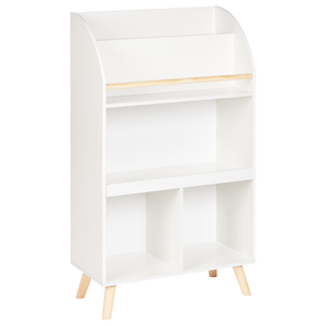 Scaffale a 3 ripiani per la camera dei bambini in legno di pino MDF gambe in legno bianco elegante