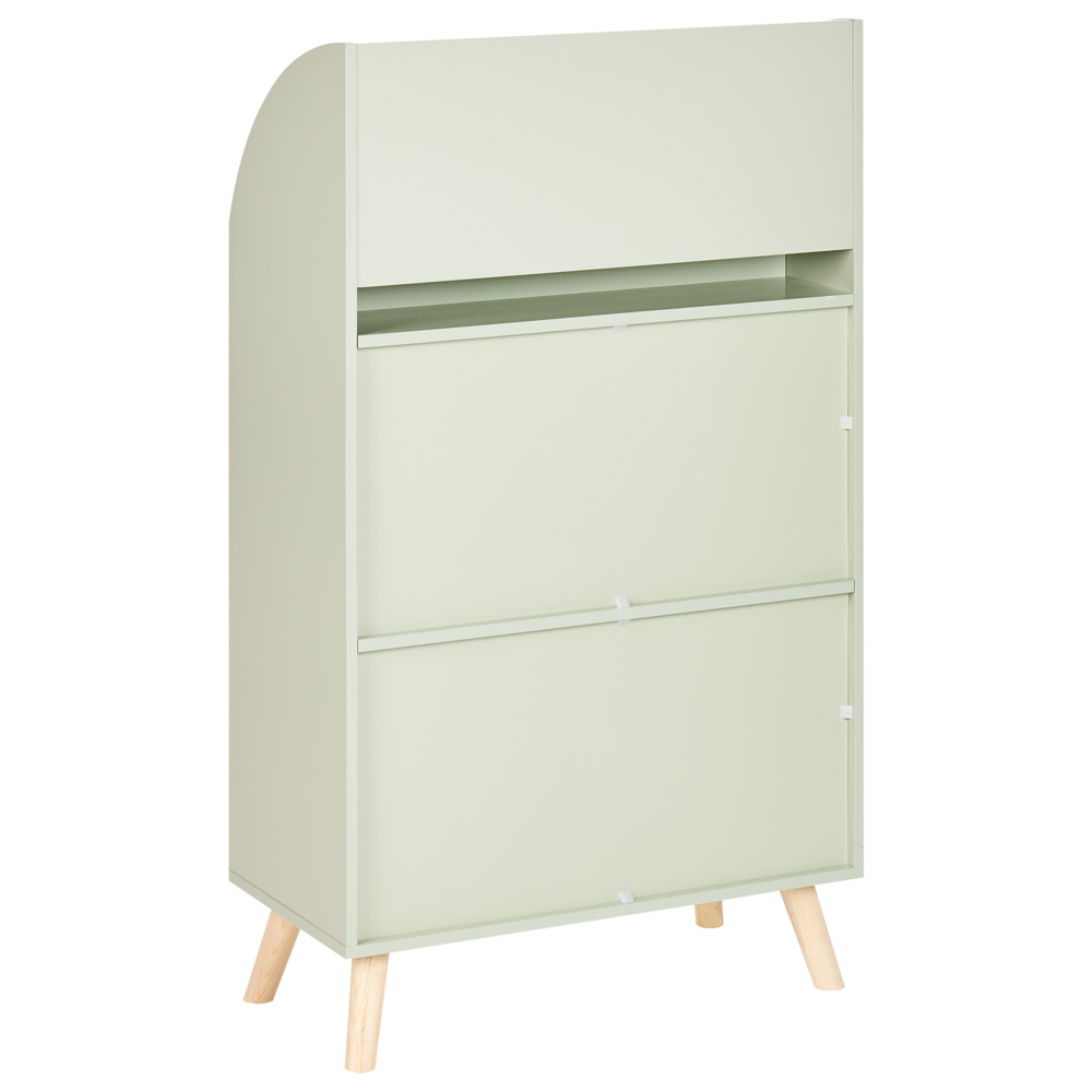 Scaffale a 3 ripiani per la camera dei bambini in legno di pino MDF gambe in legno verde elegante