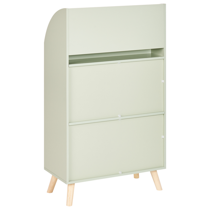 Scaffale a 3 ripiani per la camera dei bambini in legno di pino MDF gambe in legno verde elegante