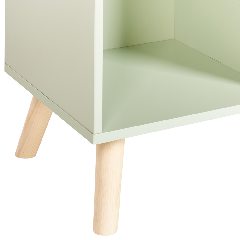 Scaffale a 3 ripiani per la camera dei bambini in legno di pino MDF gambe in legno verde elegante