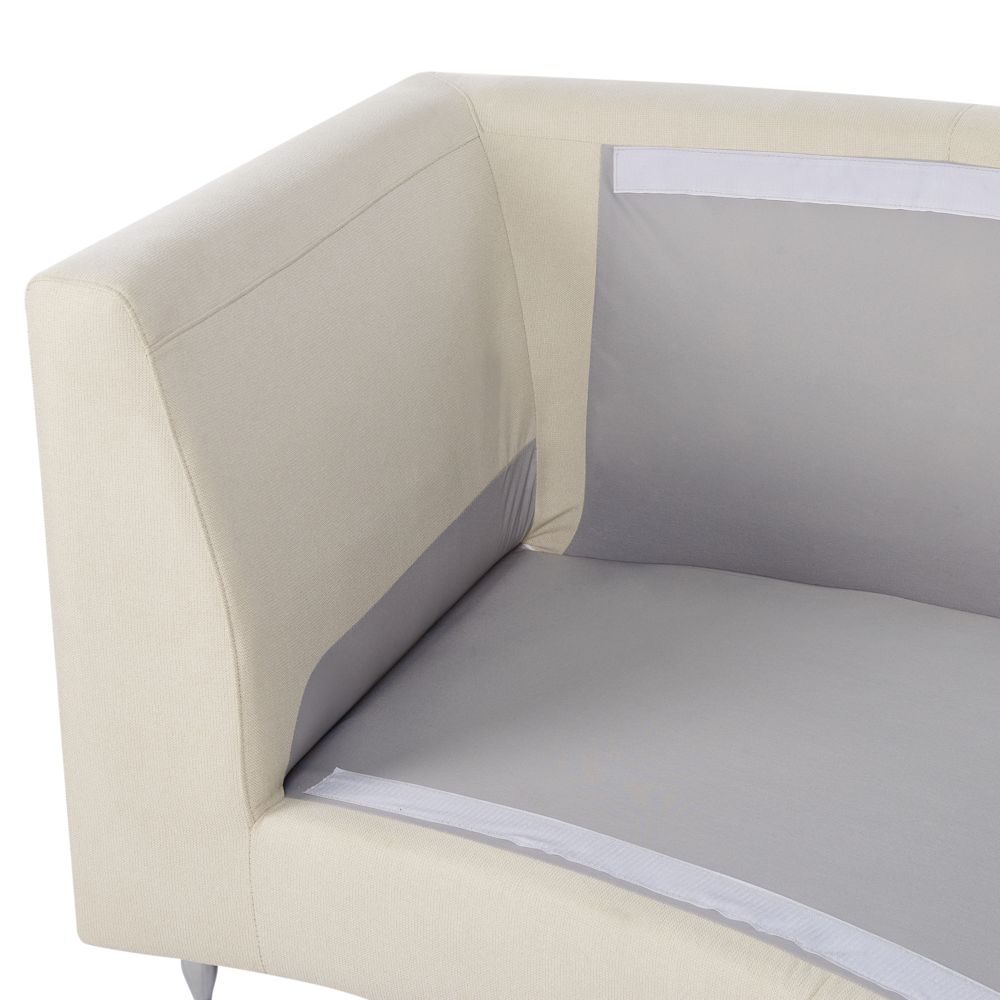 Divano Curvo Beige Tappezzeria Modulare 8 Posti Poggiatesta Regolabile Moderno