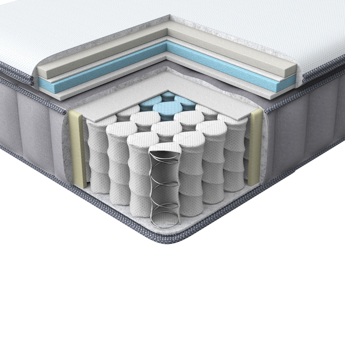 Materasso a molle insacchettate EU misura matrimoniale 160 x 200 cm con imbottitura in memory foam rinfrescante rivestimento rimovibile 3 piedi dura rigidità design moderno trapuntato