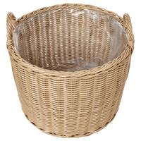 Set di 3 cesti per piante in PE Rattan marrone con manici Intarsio sintetico