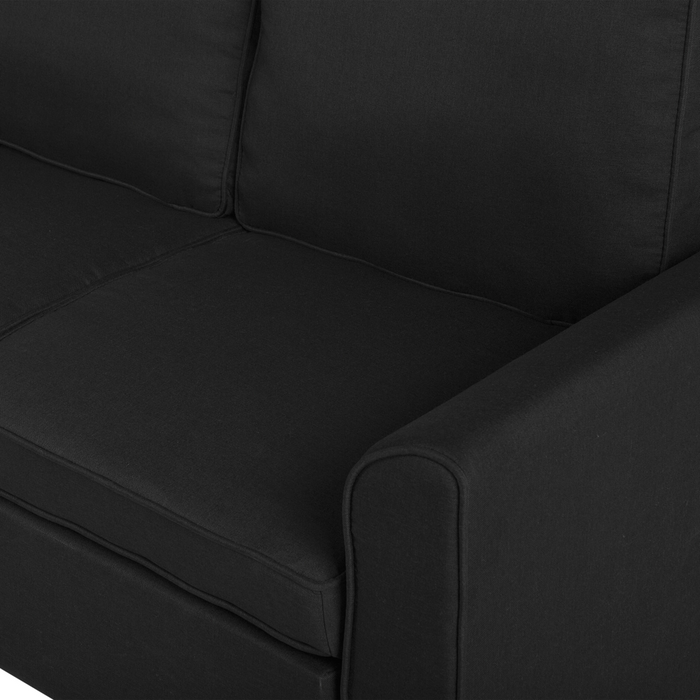 Divano letto ad angolo imbottito in tessuto Nero con orientamento a versione destra con letto contenitore