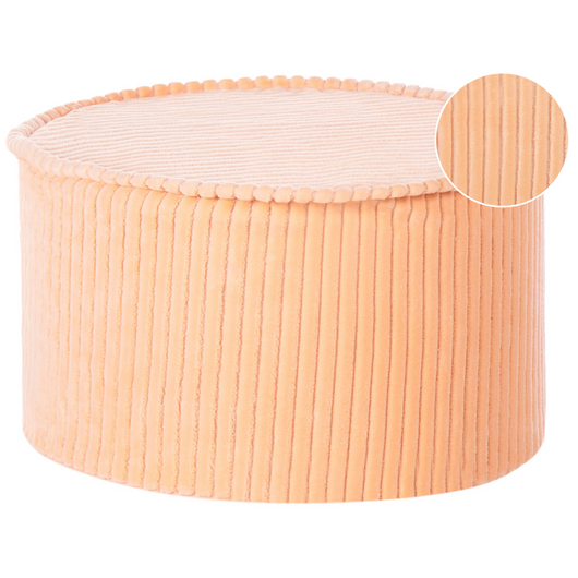 Pouf in cotone rosa pesca 40 x 25 cm Tessuto rotondo Struttura in velluto a coste Rivestimento sfoderabile Lavabile in lavatrice