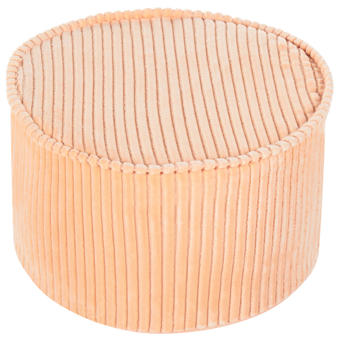 Pouf in cotone rosa pesca 40 x 25 cm Tessuto rotondo Struttura in velluto a coste Rivestimento sfoderabile Lavabile in lavatrice