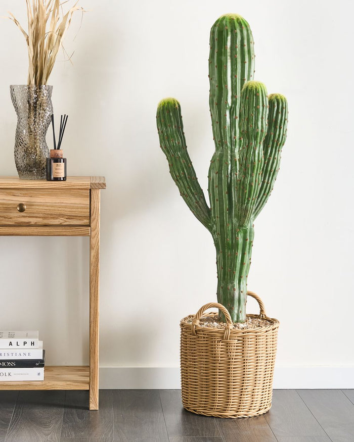 Pianta artificiale di cactus in vaso Verde Materiale sintetico 115 cm Nero Pot Decorazione Accessorio casa