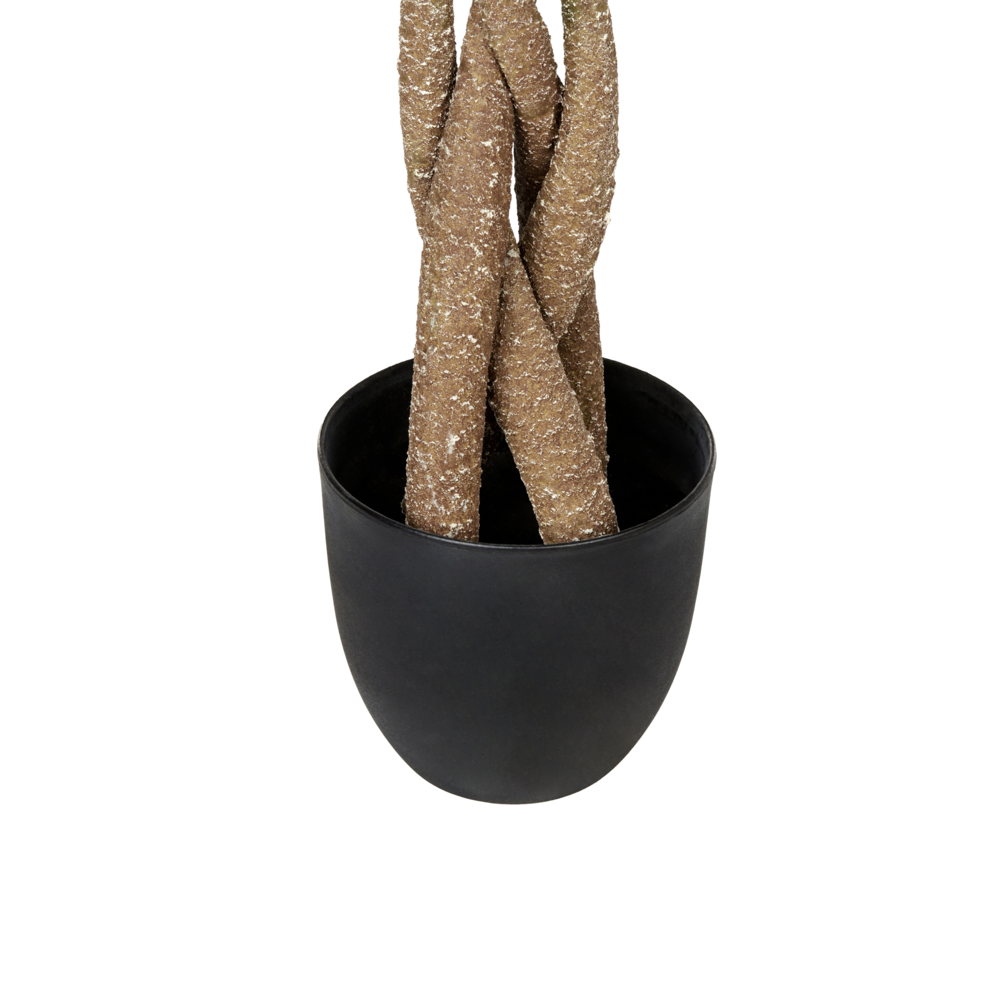 Pianta artificiale in vaso di Pachira Materiale sintetico verde 120 cm Vaso nero Radice intrecciata Decorativa Uso interno