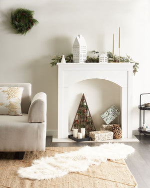 Cornice camino decorazione da soggiorno in MDF bianco stile tradizionale