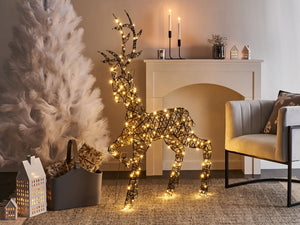 Decorazione natalizia LED con luci a forma di renne per interni ed esterni metallo argento