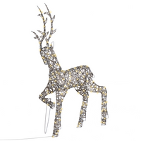 Decorazione natalizia LED con luci a forma di renne per interni ed esterni metallo argento