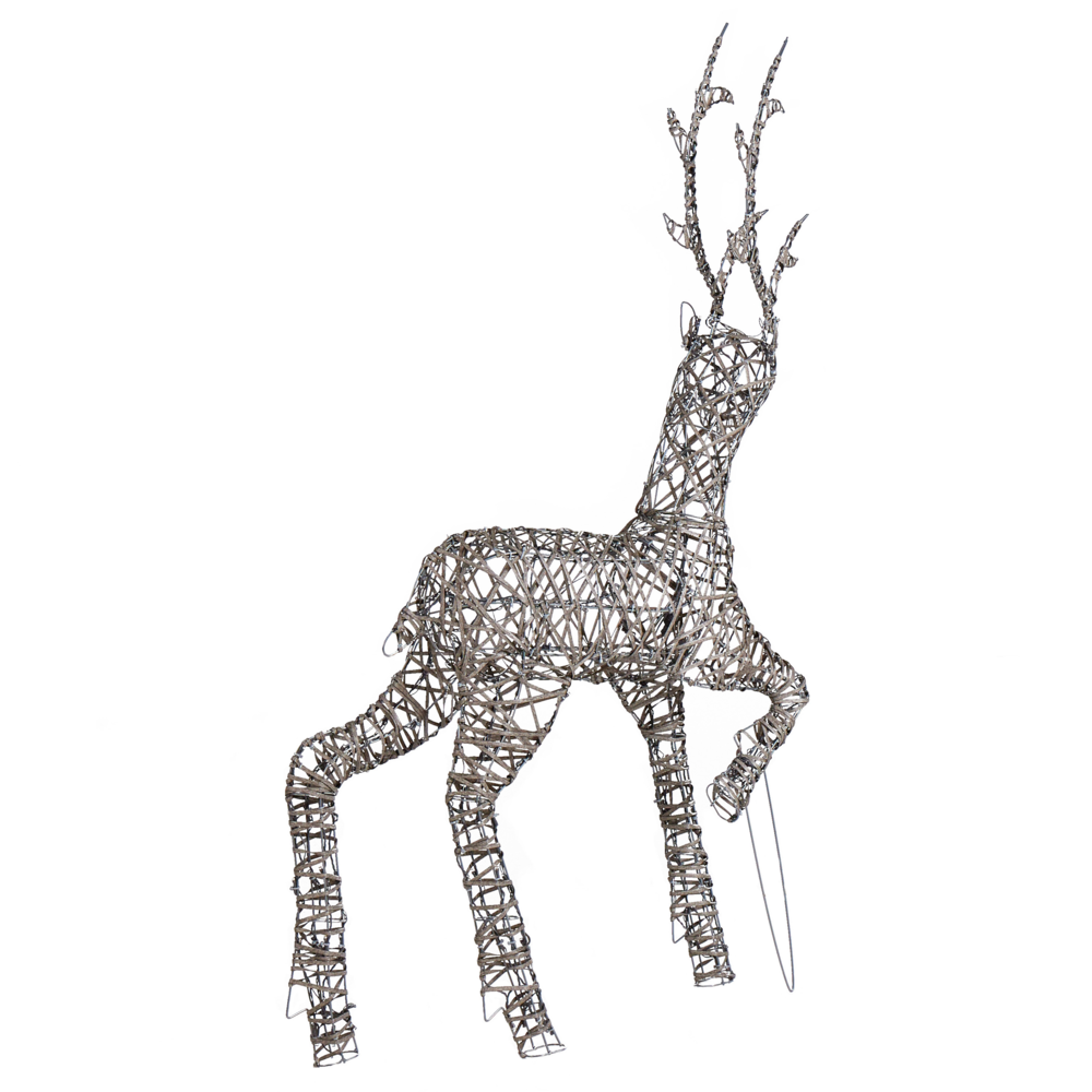 Decorazione natalizia LED con luci a forma di renne per interni ed esterni metallo argento