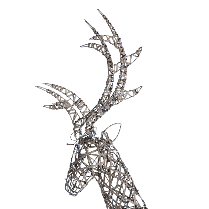 Decorazione natalizia LED con luci a forma di renne per interni ed esterni metallo argento
